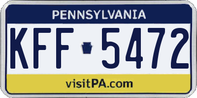 PA license plate KFF5472
