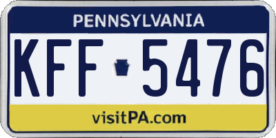 PA license plate KFF5476