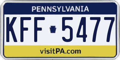 PA license plate KFF5477