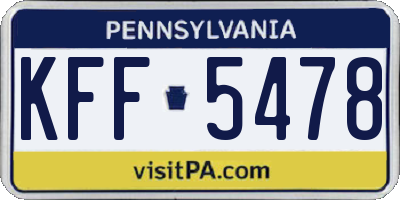 PA license plate KFF5478