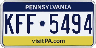 PA license plate KFF5494