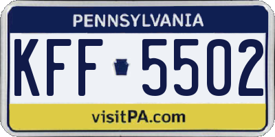 PA license plate KFF5502