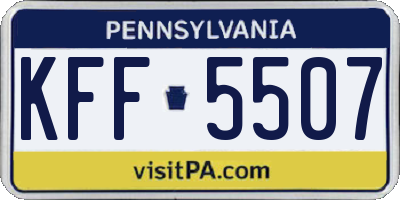 PA license plate KFF5507