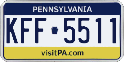 PA license plate KFF5511