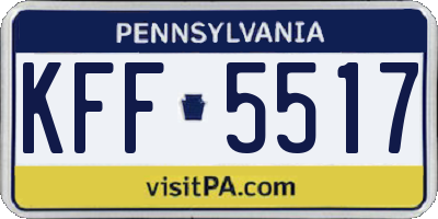 PA license plate KFF5517