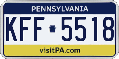 PA license plate KFF5518