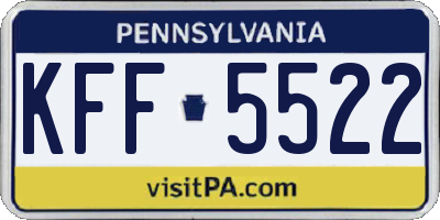 PA license plate KFF5522