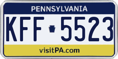 PA license plate KFF5523