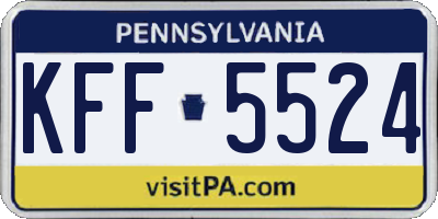 PA license plate KFF5524