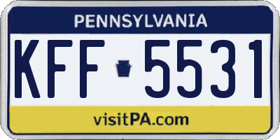 PA license plate KFF5531