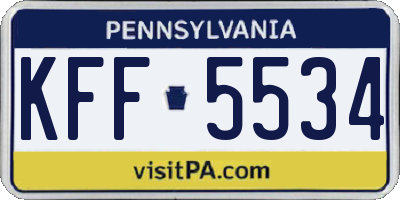 PA license plate KFF5534