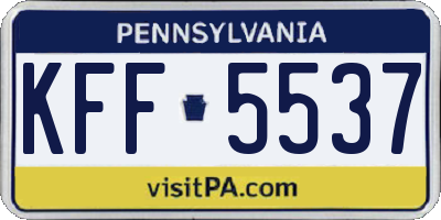 PA license plate KFF5537