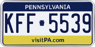 PA license plate KFF5539
