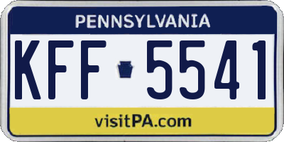 PA license plate KFF5541