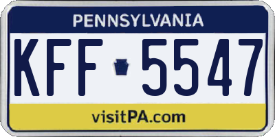 PA license plate KFF5547