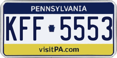 PA license plate KFF5553