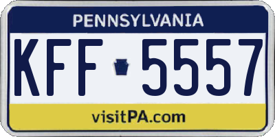 PA license plate KFF5557