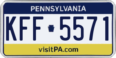 PA license plate KFF5571