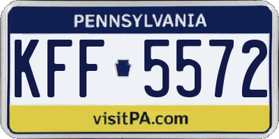 PA license plate KFF5572