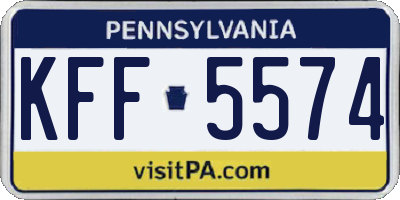 PA license plate KFF5574