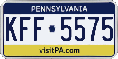 PA license plate KFF5575