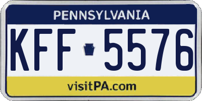 PA license plate KFF5576