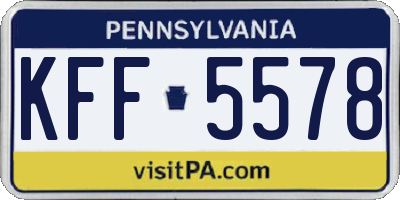 PA license plate KFF5578
