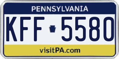 PA license plate KFF5580