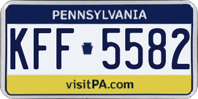 PA license plate KFF5582