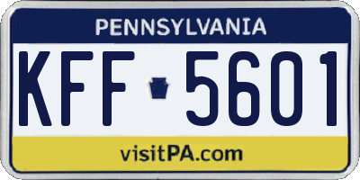 PA license plate KFF5601
