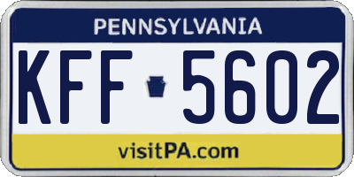 PA license plate KFF5602