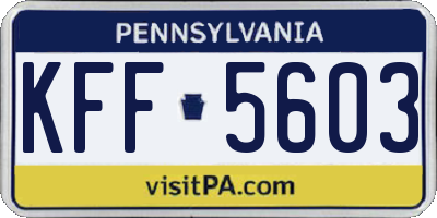 PA license plate KFF5603