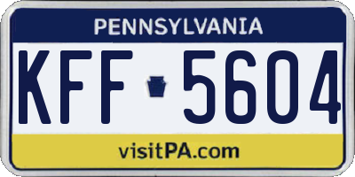 PA license plate KFF5604