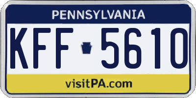 PA license plate KFF5610