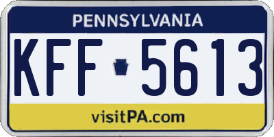 PA license plate KFF5613