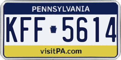 PA license plate KFF5614