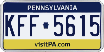 PA license plate KFF5615