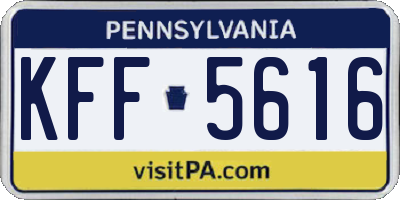 PA license plate KFF5616
