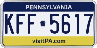PA license plate KFF5617