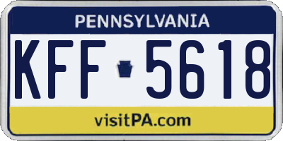 PA license plate KFF5618