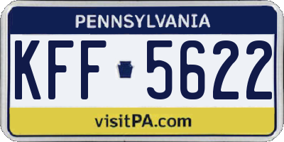 PA license plate KFF5622