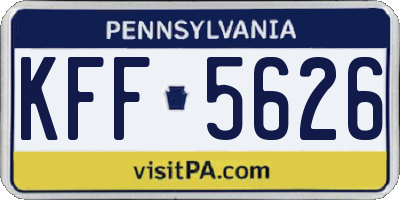 PA license plate KFF5626