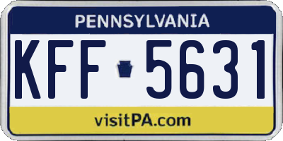 PA license plate KFF5631