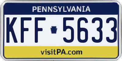 PA license plate KFF5633