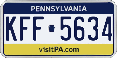 PA license plate KFF5634