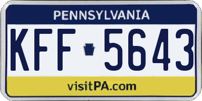 PA license plate KFF5643