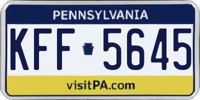 PA license plate KFF5645