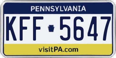 PA license plate KFF5647