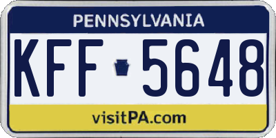PA license plate KFF5648
