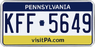 PA license plate KFF5649